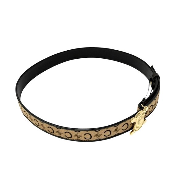 CELINE Vintage Macadam Logo Belt #32/80 Fashion Accessory Brown Gold [104586] main image 6